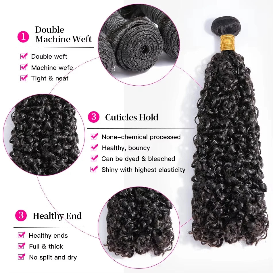 Deep Wave Human Hair Bundles Burmese Curly Hair Bundles Human Hair Water Wave Original Natural Hair Extensions 1/3/4 Pieces