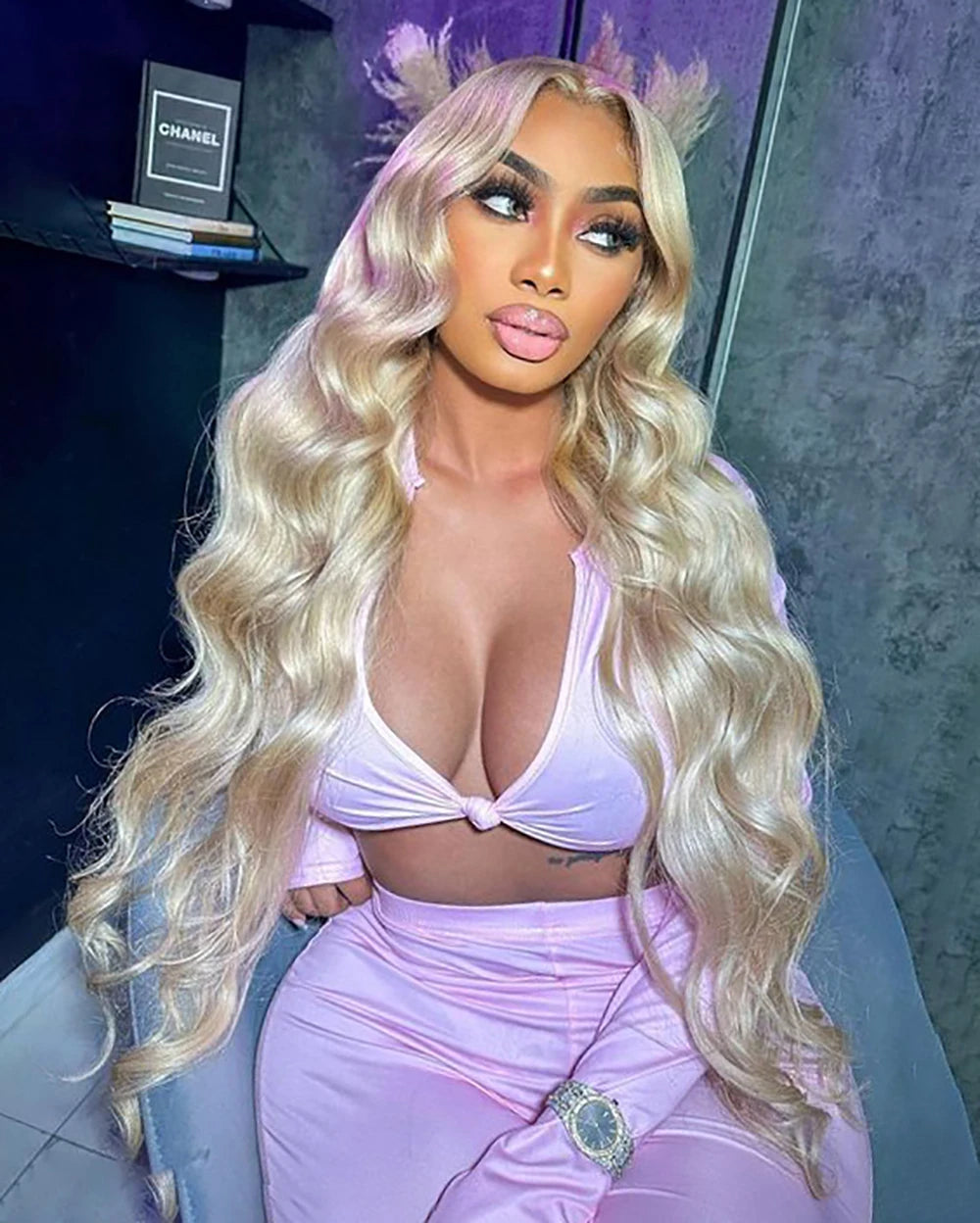 613 Lace Front Wig Human Hair 13x6 Blonde Human Hair Wigs 300% Density Body Wave Lace Front Wigs Human Hair Pre Plucked 46 Inch