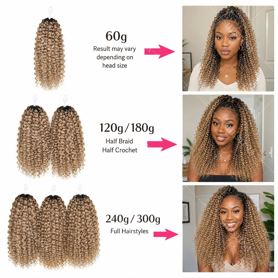 Honey Blonde Feather Crochet Human Hair Extensions Knotless Pre-Separated Pixie Curl Small Spirals Curly Crochet Hair for Boho