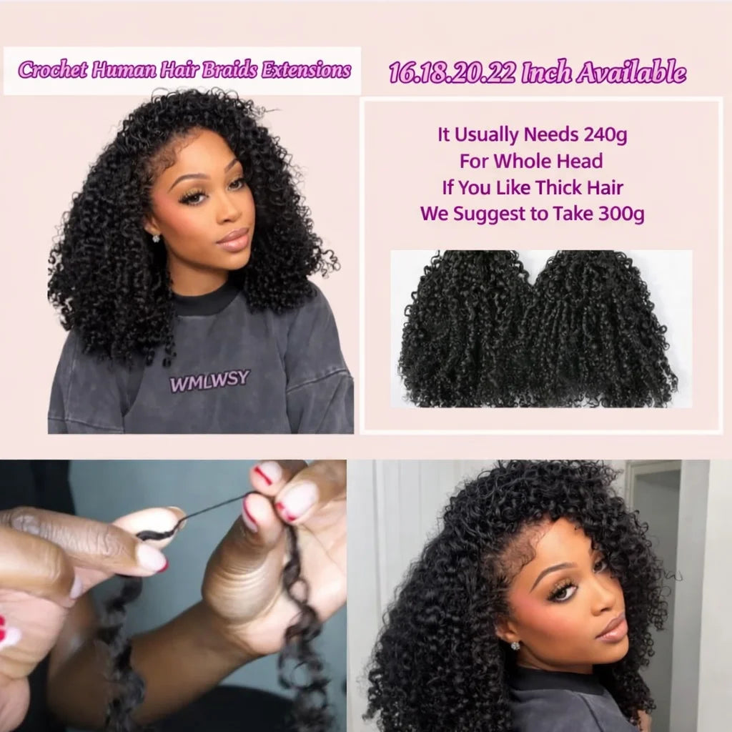 12A Small Spirals Curly Crochet Human Hair Extensions Deep Pixie Curls Crochet Hair Pre Separated Knotless Miracle Knot Braids