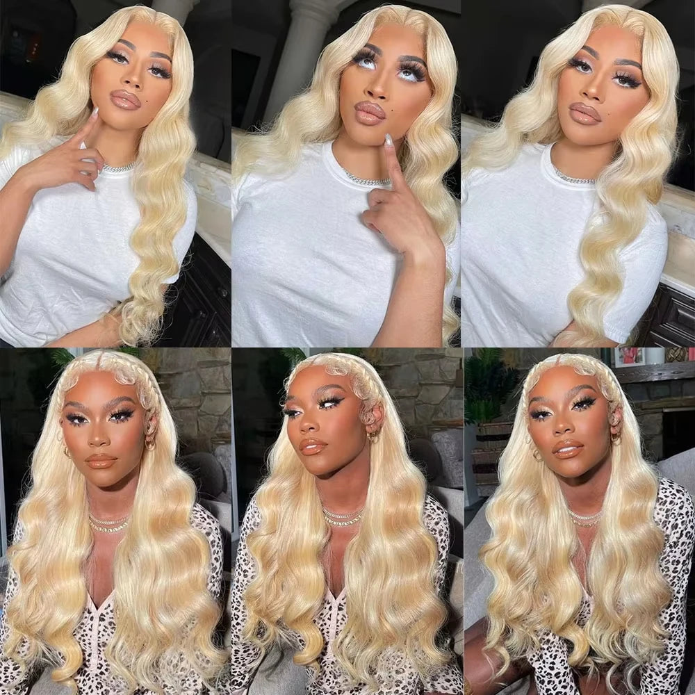 613 Lace Front Wig Human Hair 13x6 Blonde Human Hair Wigs 300% Density Body Wave Lace Front Wigs Human Hair Pre Plucked 46 Inch