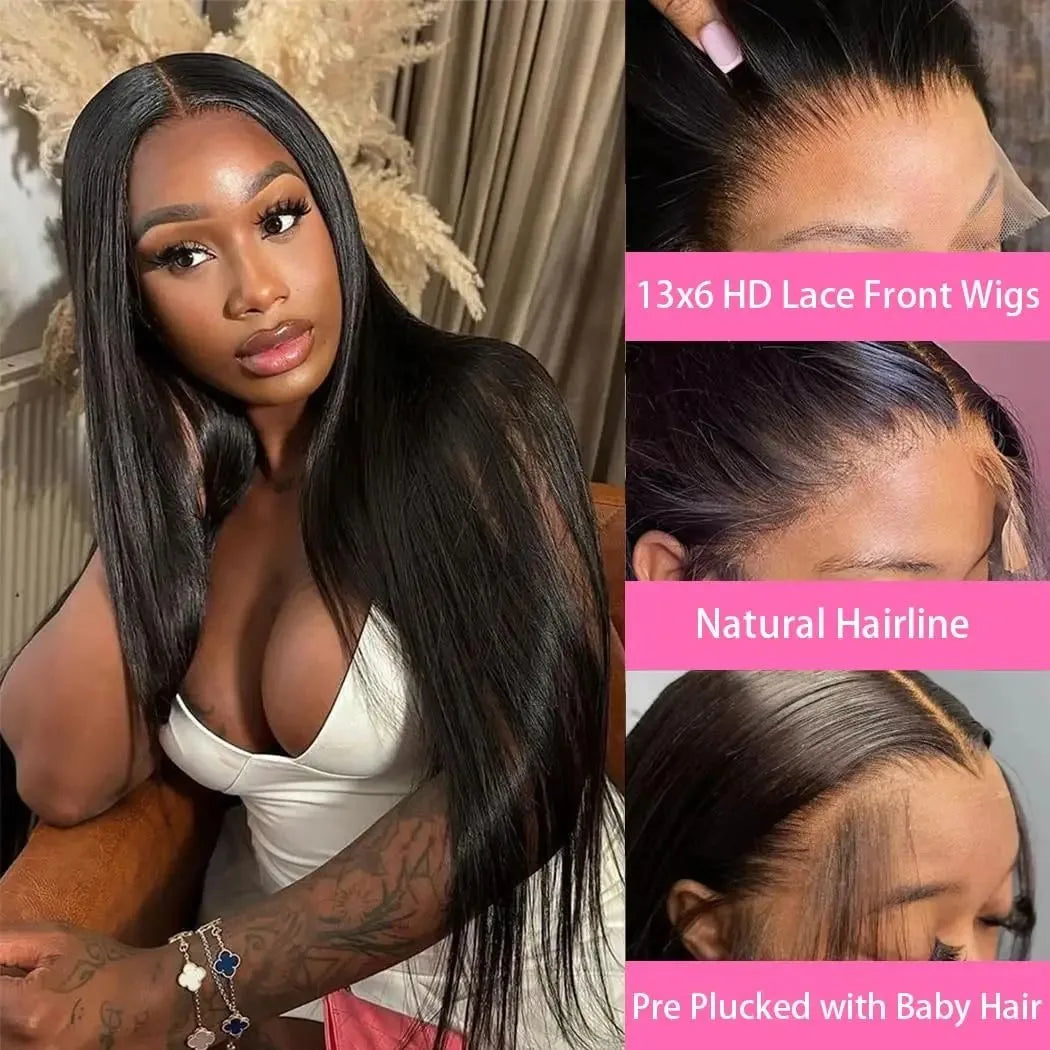 High Density Bone Straight Human Hair Wigs 13x6 Hd Lace Frontal Wig 30 40 Inch Lace Front Wigs For Women Choice Cheap On Sale