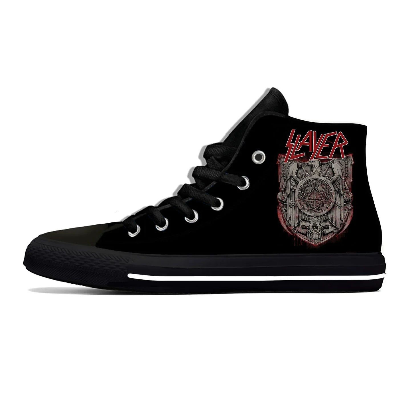 Slayer Heavy Metal Rock Band Horror Scary Fashion Casual Cloth Shoes High Top Lightweight Breathable Custom Men Women Sneakers