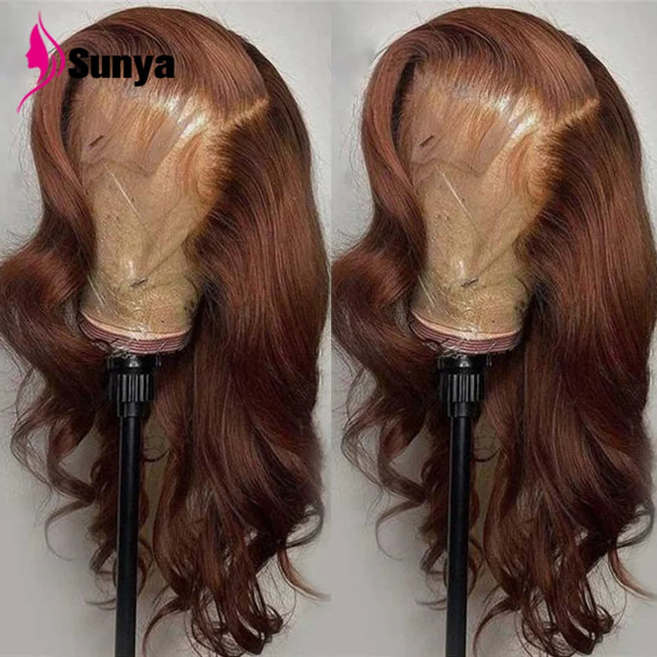 Chocolate Brown 13x6 HD Lace Front Human Hair Wigs For Women Brazilian Body Wave 13x4 Full Lace Frontal Wigs On Sale Human Hair