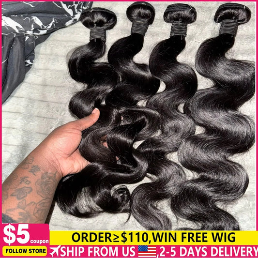 Brazilian Human Hair Bundles Body Wave 3 4 Bundles 30 Inch Raw Virgin Remy Hair Extensions For Women Sew In Quick Weave Bundle