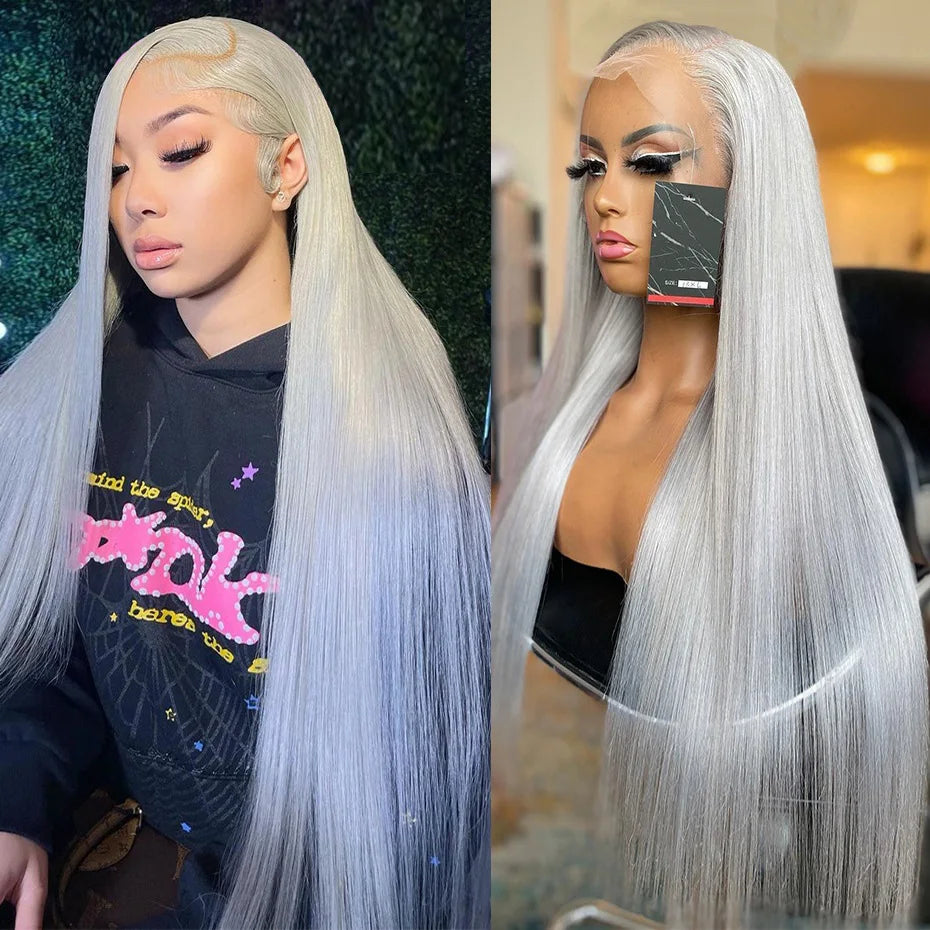 30 40 Inch Hot Pink Transparent Lace Front Wig Human Hair 13x6 Purple Green 613 Blonde Lace Frontal Wig Grey Colored Hair Wigs