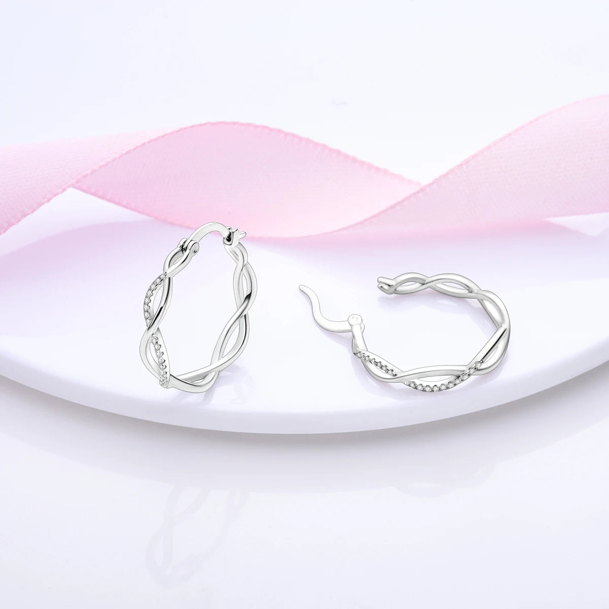 Original 925 Sterling Silver Women Hoop Earrings High Quality Shine Zircon U Shaped Classic Style Earring For Women Jewelry Gift