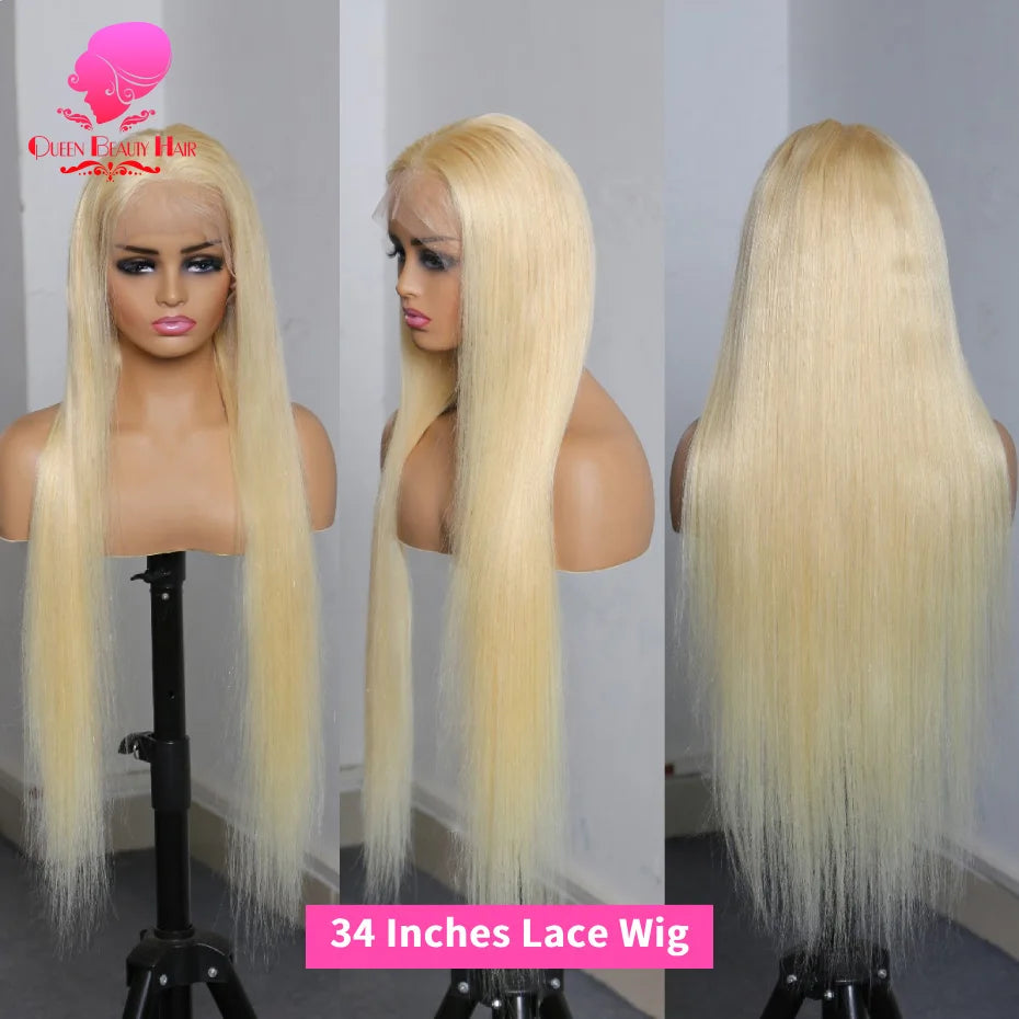 13x6 360 Lace Wig Human Hair Pre Plucked 613 Blonde Colored Lace Front Wigs Bone Straight Ponytail Human Hair Lace Frontal Wig