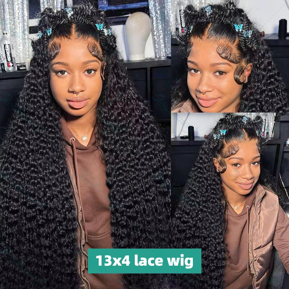 Rosabeauty 200% Curly Water Wave 13x6 Lace Front Human Hair Wig 30 Inches Loose Deep Wave Lace Frontal Wig 5x5 Lace Closure Wig