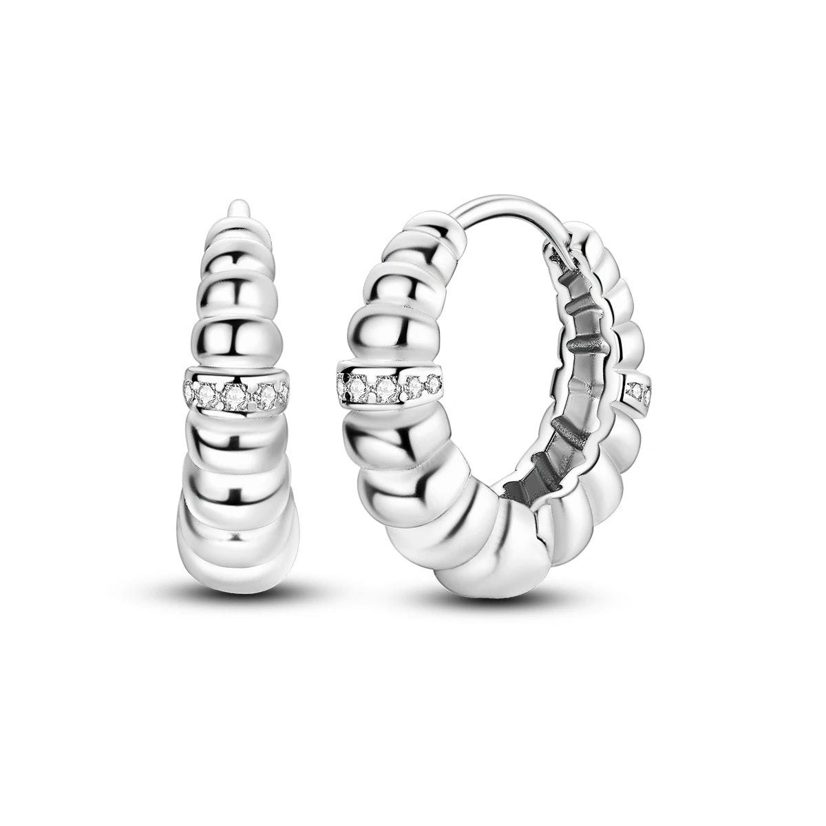 Original 925 Sterling Silver Women Hoop Earrings High Quality Shine Zircon U Shaped Classic Style Earring For Women Jewelry Gift