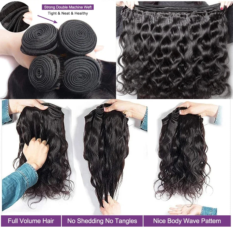 Linktowig Body Wave Bundles Human Hair 30 Inch Water Wave Human Hair Bundles Brazilian Raw Hair Bundles Human Hair Extensions