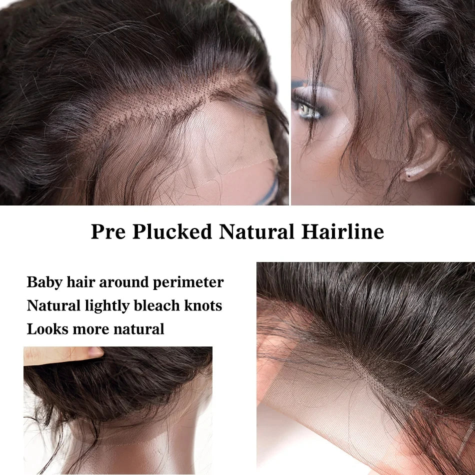 30 40 inch glueless wigs Body Wave human hair Brazilian 13x6 hd transparent lace front wig human hair closure  7x6 250Density