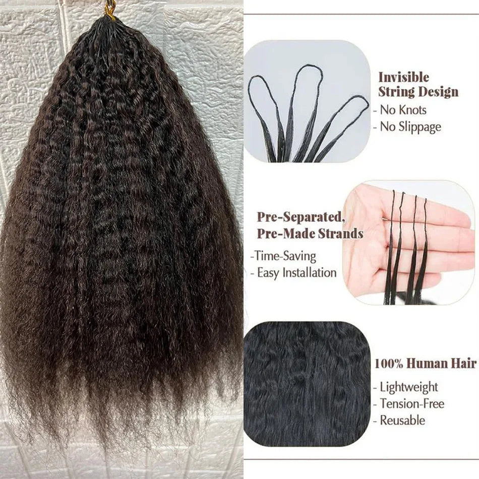 Kinky Straight Feather Crochet 100% Human Hair Extension Pre Separated Knotless Crochet Hair Bundles For Reusable Boho Braids