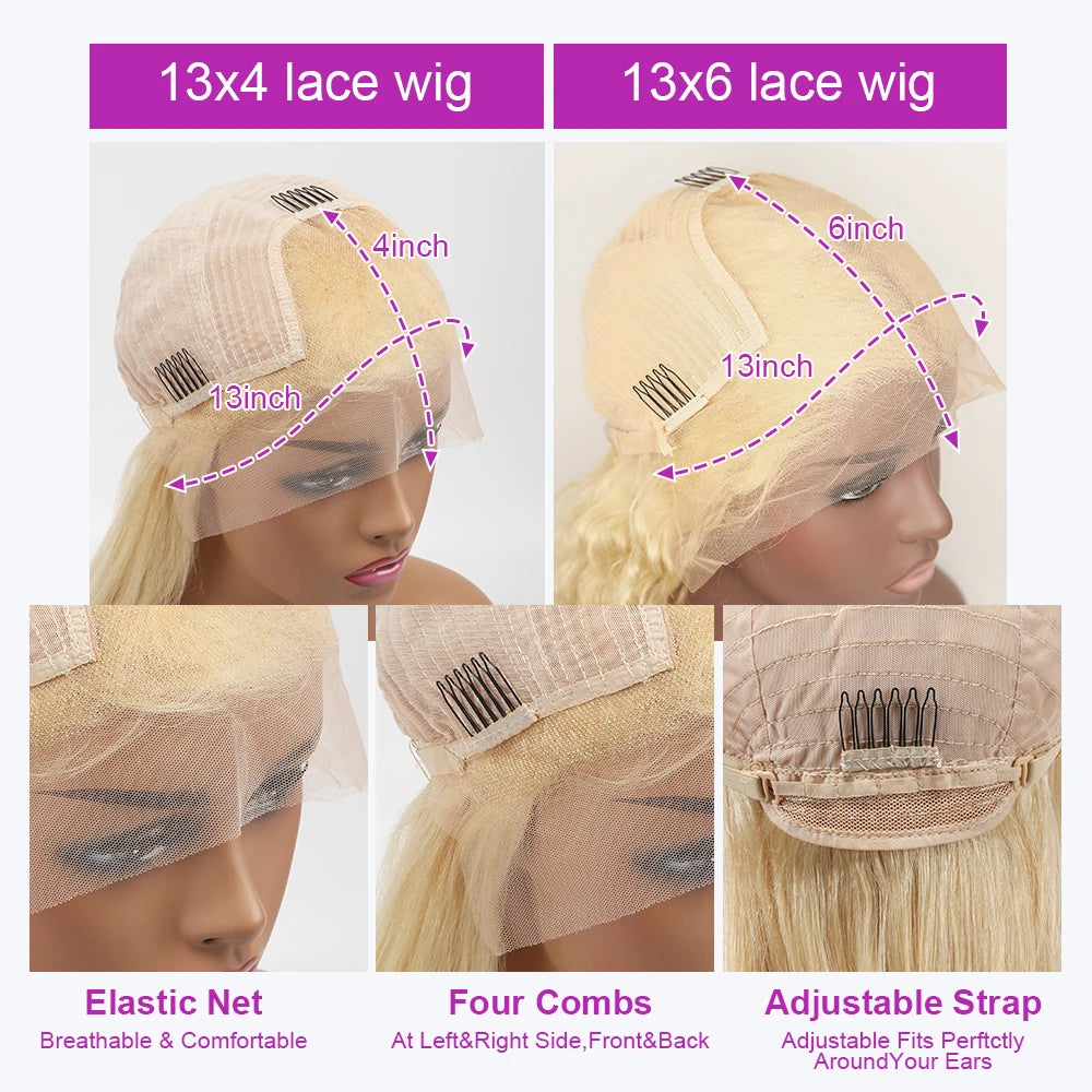 613 Loose Deep Wave Frontal Wig 13x6 HD Water Wave Lace Front Wig 30 40 Inch Honey Blonde 13x4 Lace Front Curly Human Hair Wigs