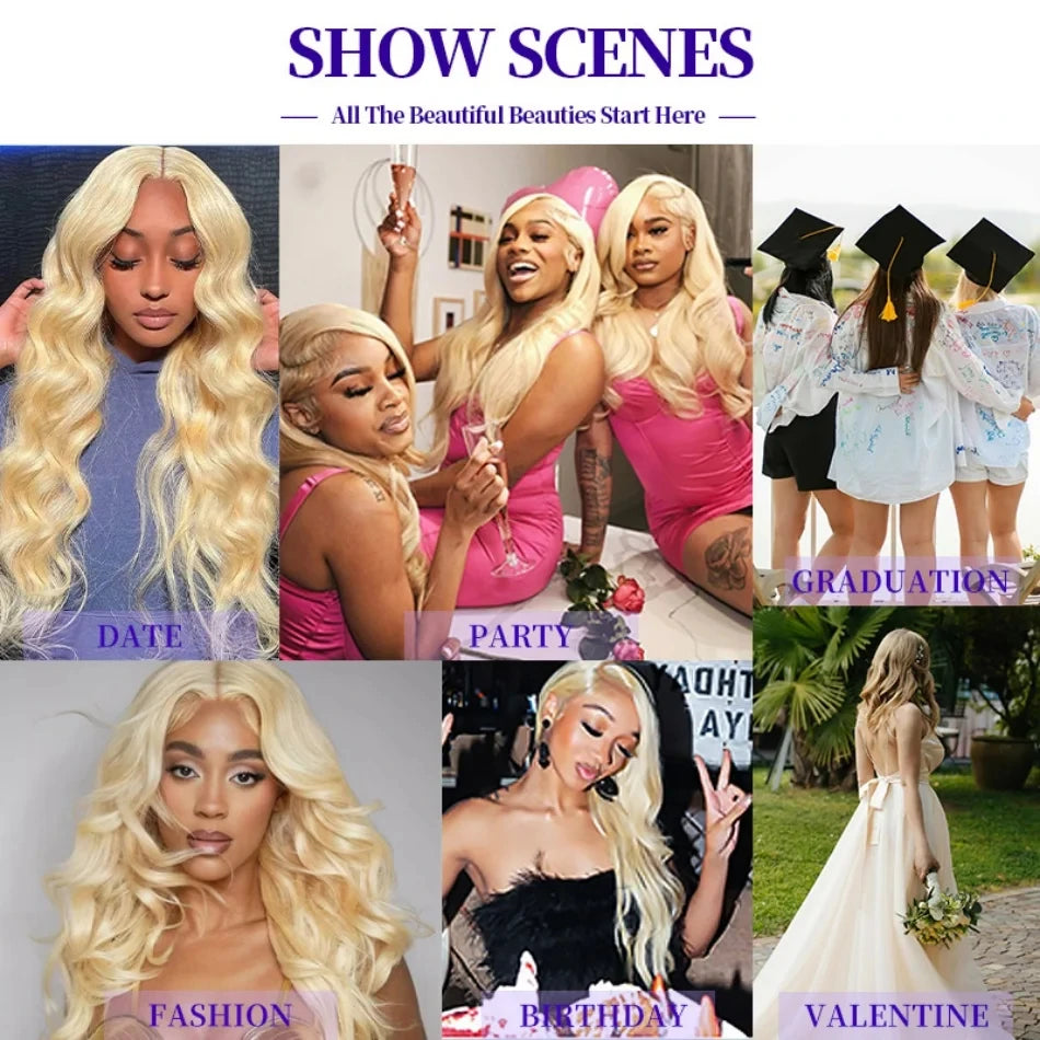 250 Density 613 Blonde 13x6 Hd Lace Frontal Wig Body Wave Human Hair Wigs Real Brazilian Straight Colored Human Hair For Women