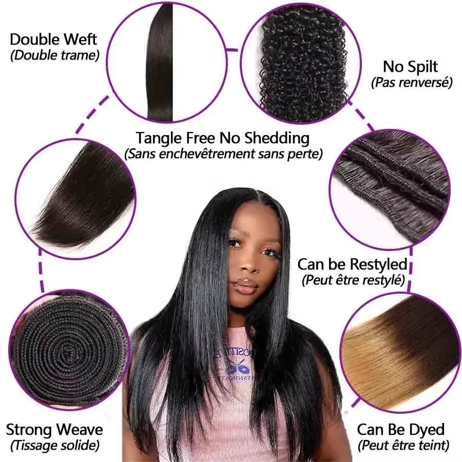 BINF Hair Wholesale100% Brazilian Human Hair Bundles 8-30 Inch Bone Straight Raw Human Hair Bundles Extensions Deal 2 3 4 Bundle