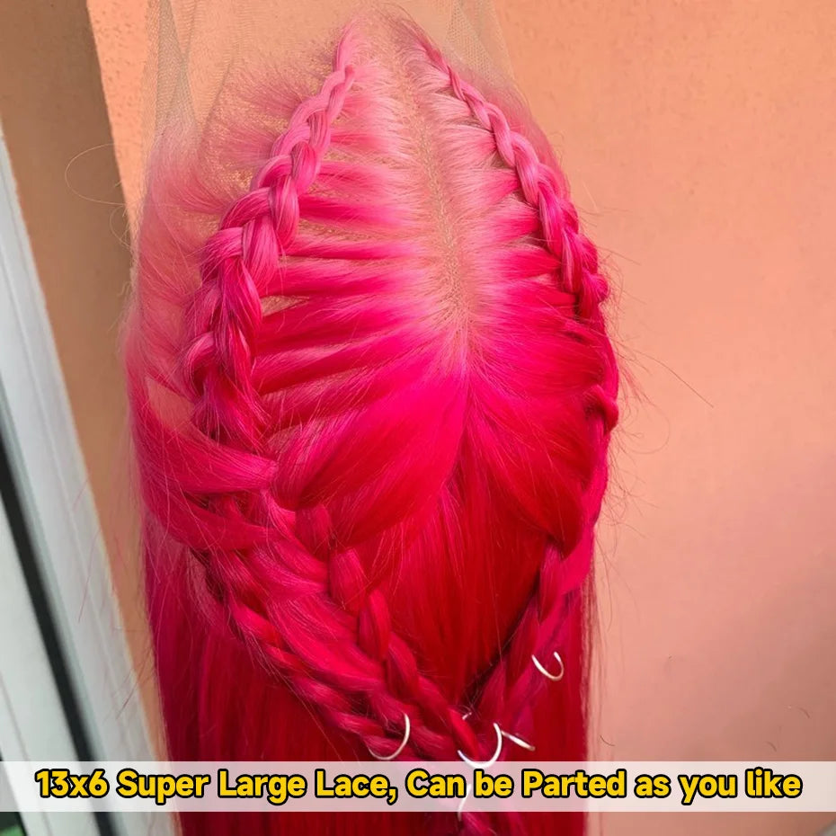 30 40 Inch Hot Pink Transparent Lace Front Wig Human Hair 13x6 Purple Green 613 Blonde Lace Frontal Wig Grey Colored Hair Wigs