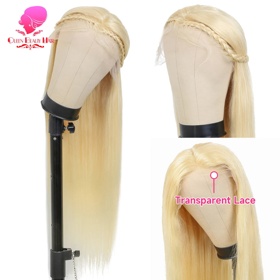 13x6 360 Lace Wig Human Hair Pre Plucked 613 Blonde Colored Lace Front Wigs Bone Straight Ponytail Human Hair Lace Frontal Wig