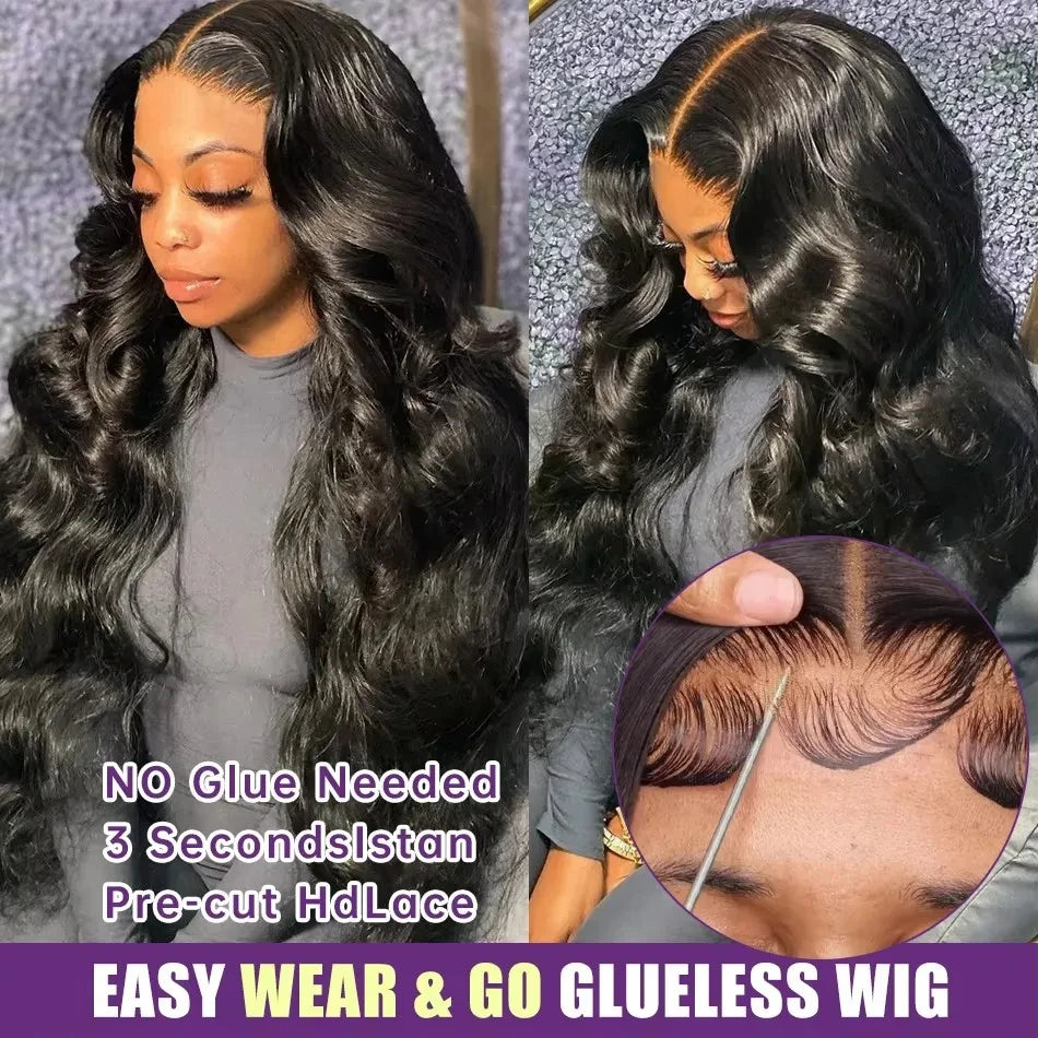 30 40 inch glueless wigs Body Wave human hair Brazilian 13x6 hd transparent lace front wig human hair closure  7x6 250Density