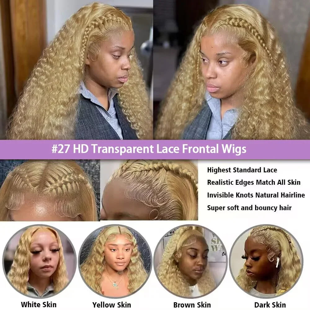 27 Honey Blonde Body Wave Human Hair Wig 13x6 Hd Lace Frontal Wig Color Human Hair 200 Density Colored Preplucked Brazilian Wigs