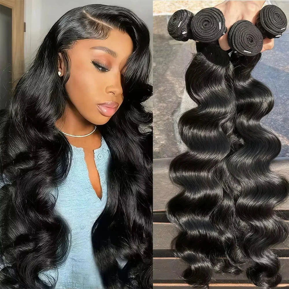 30 36 40 Inch Straight Bundles Human Hair Unprocessed Brazilian Virgin Hair Natural Color 1 3 4 Pcs Raw Hair Bundles Extensions
