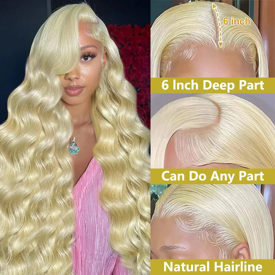 Blonde Human Lace Front Wig 613 Hd Lace Frontal Wig 13X6 Body Wave Human Hair Wigs For Women Pre Plucked 30 32 Inch 220 Density
