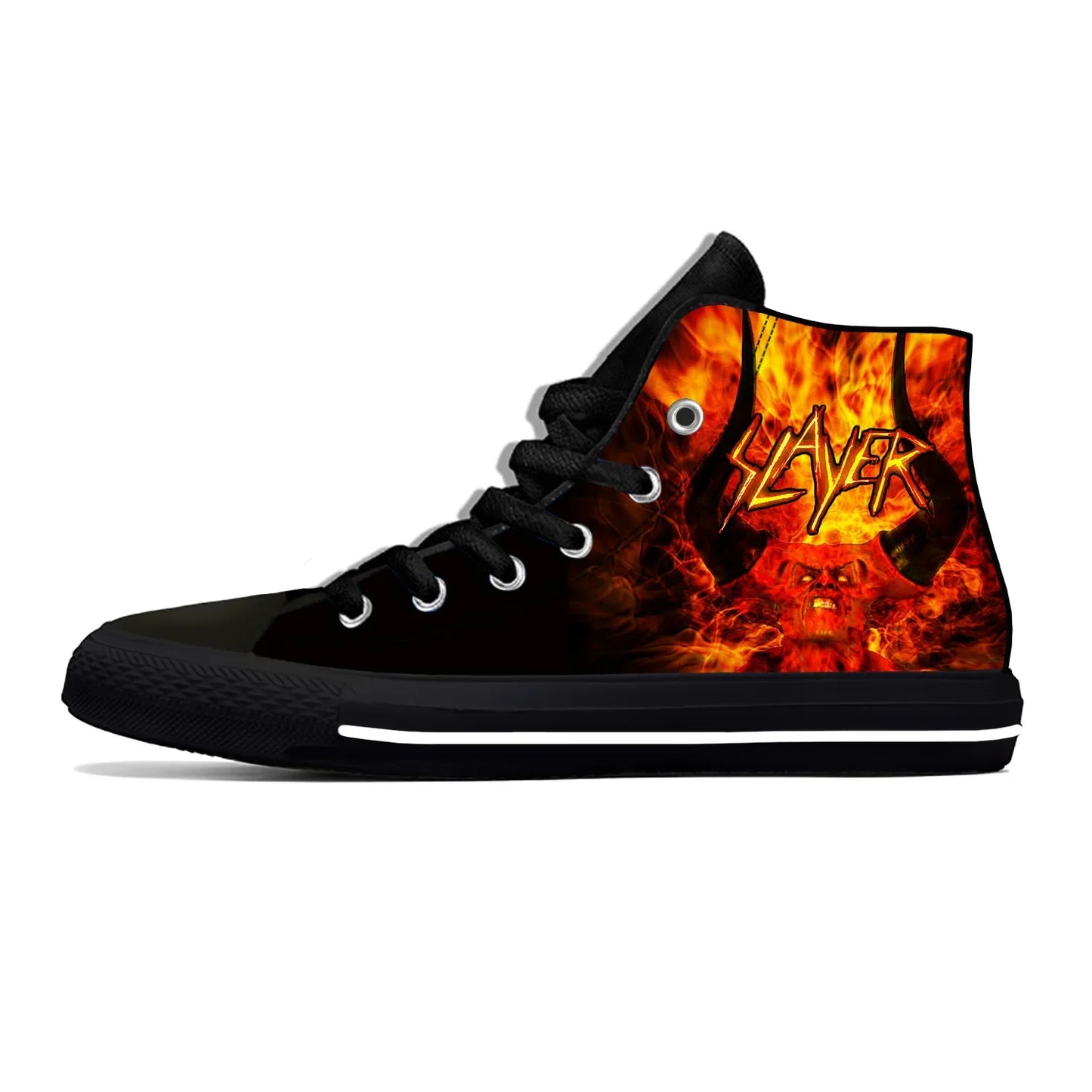 Slayer Heavy Metal Rock Band Horror Scary Fashion Casual Cloth Shoes High Top Lightweight Breathable Custom Men Women Sneakers