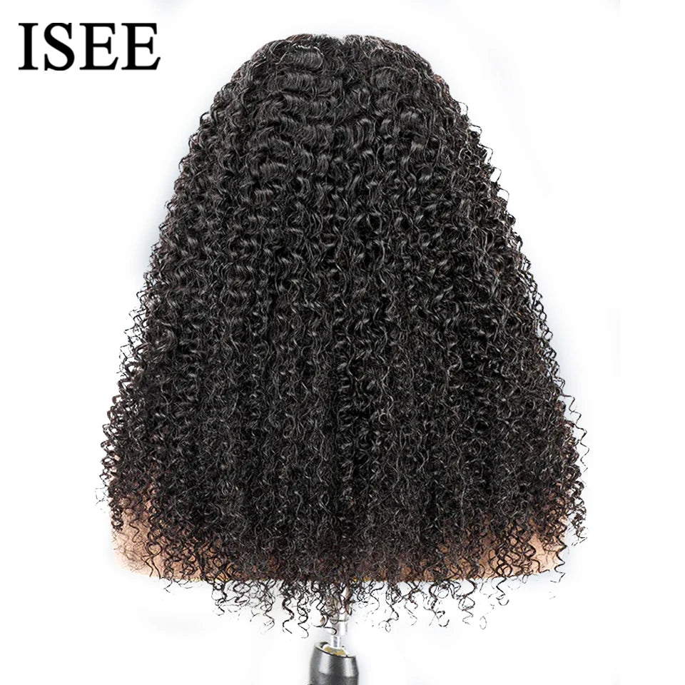 Wear Go Wig ISEE HAIR PreBleached Knots Kinky Curly HD Lace Glueless Human Wigs Ready To Go Pre Cut Lace PrePlucked Hairline Wig