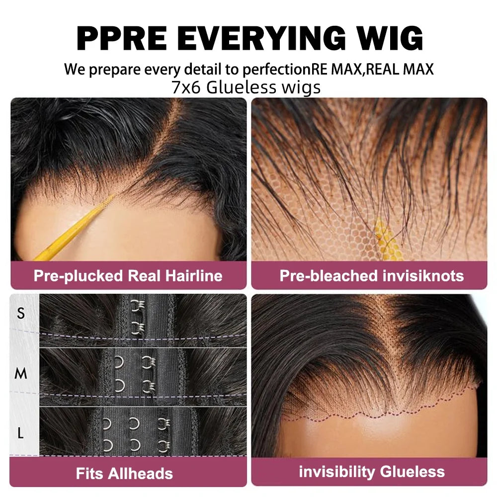 30 40 inch glueless wigs Body Wave human hair Brazilian 13x6 hd transparent lace front wig human hair closure  7x6 250Density