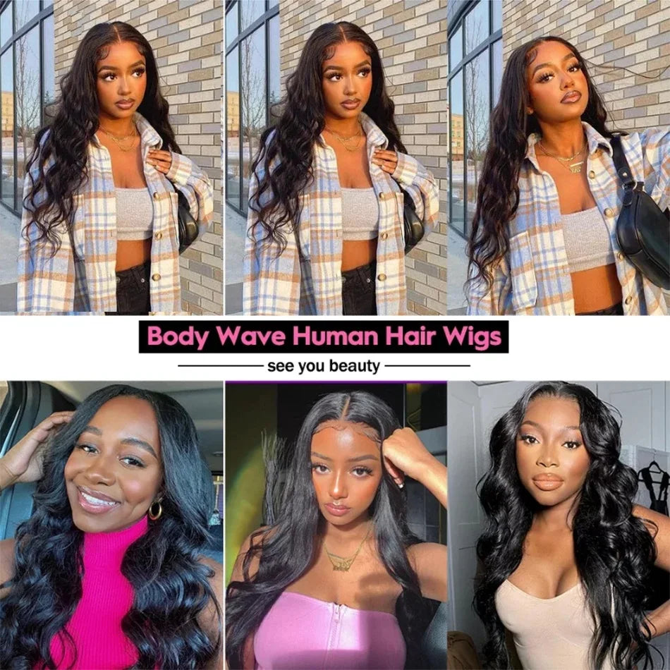 40 Inch Transparent Lace Frontal Wigs 13x6 13x4 HD Body Wave Human Hair Front Wig 200 Density Pre Plucked Lace Wigs For Women