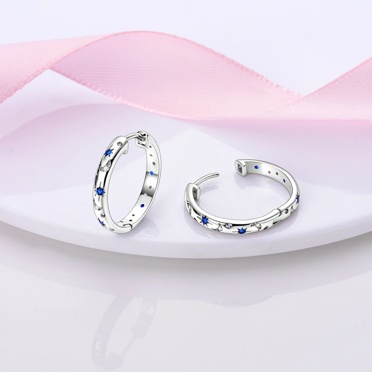 Original 925 Sterling Silver Women Hoop Earrings High Quality Shine Zircon U Shaped Classic Style Earring For Women Jewelry Gift
