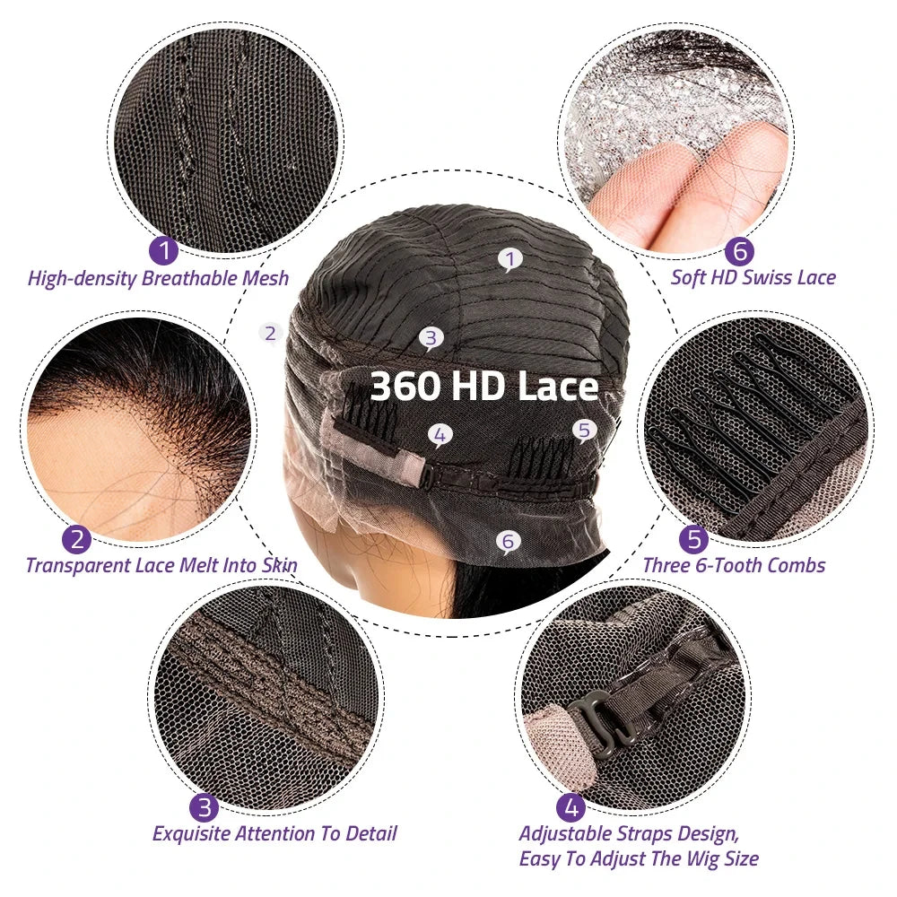38 40 Inches 200% Density Bone Straight 13x6 HD Transparent Lace Frontal Wig Brazilian Human Hair 5x5 Lace Front Wigs For Women