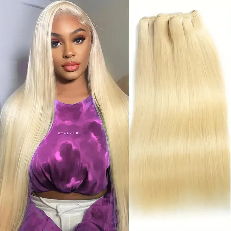 Straight 613 Blonde Color 1/3/4 Brazilian Hair Bundles Straight Weave Remy Human Hair Weft 26 28 30 32 34 36 38 40 Inch Bundle