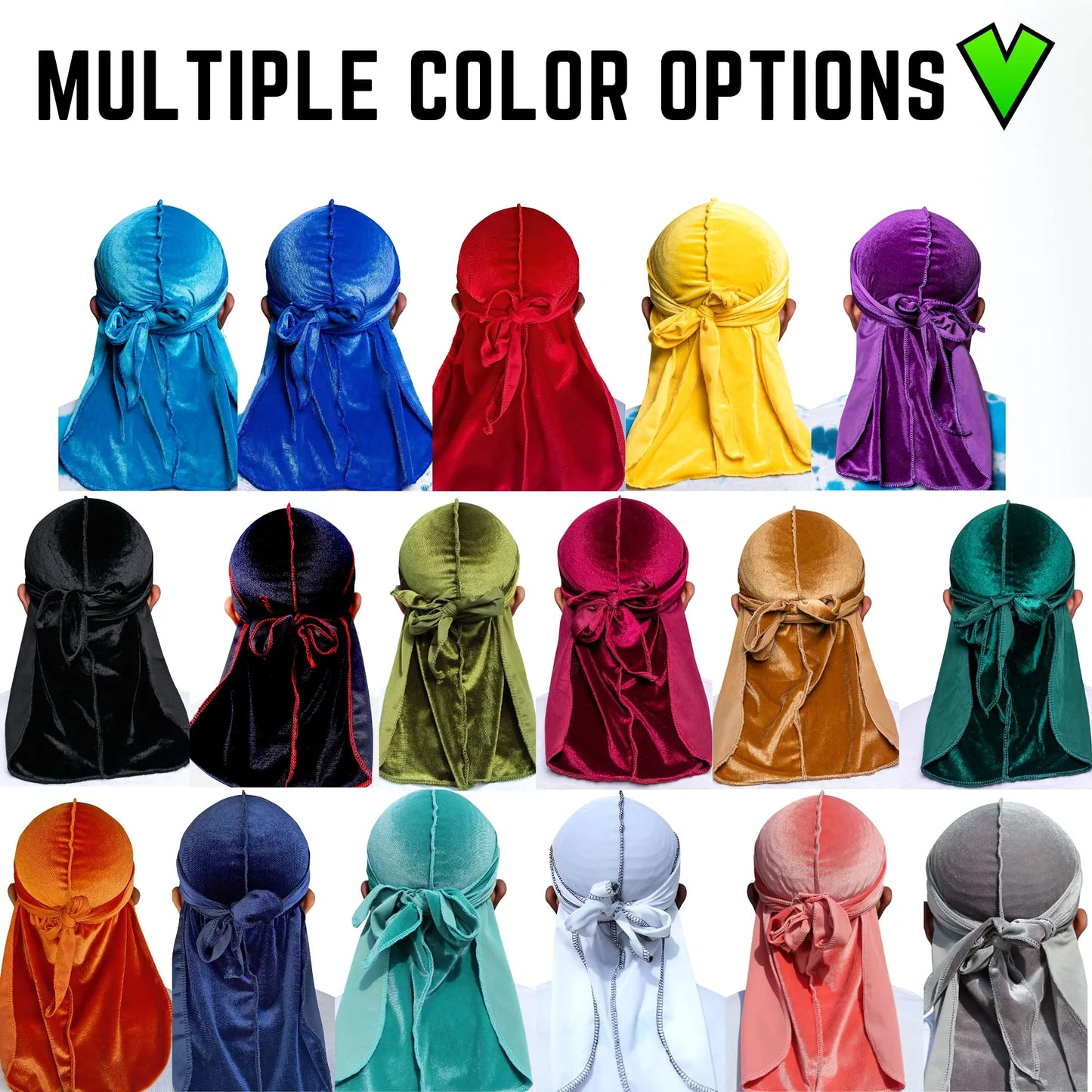 New Unisex Solid Color Soft Velvet Longtail Pirate Hat Breathable Bandana Durag Long Ribbon Cape Baotou Headband Du-Rag
