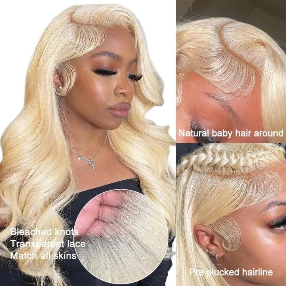 Blonde Human Lace Front Wig 613 Hd Lace Frontal Wig 13X6 Body Wave Human Hair Wigs For Women Pre Plucked 30 32 Inch 220 Density