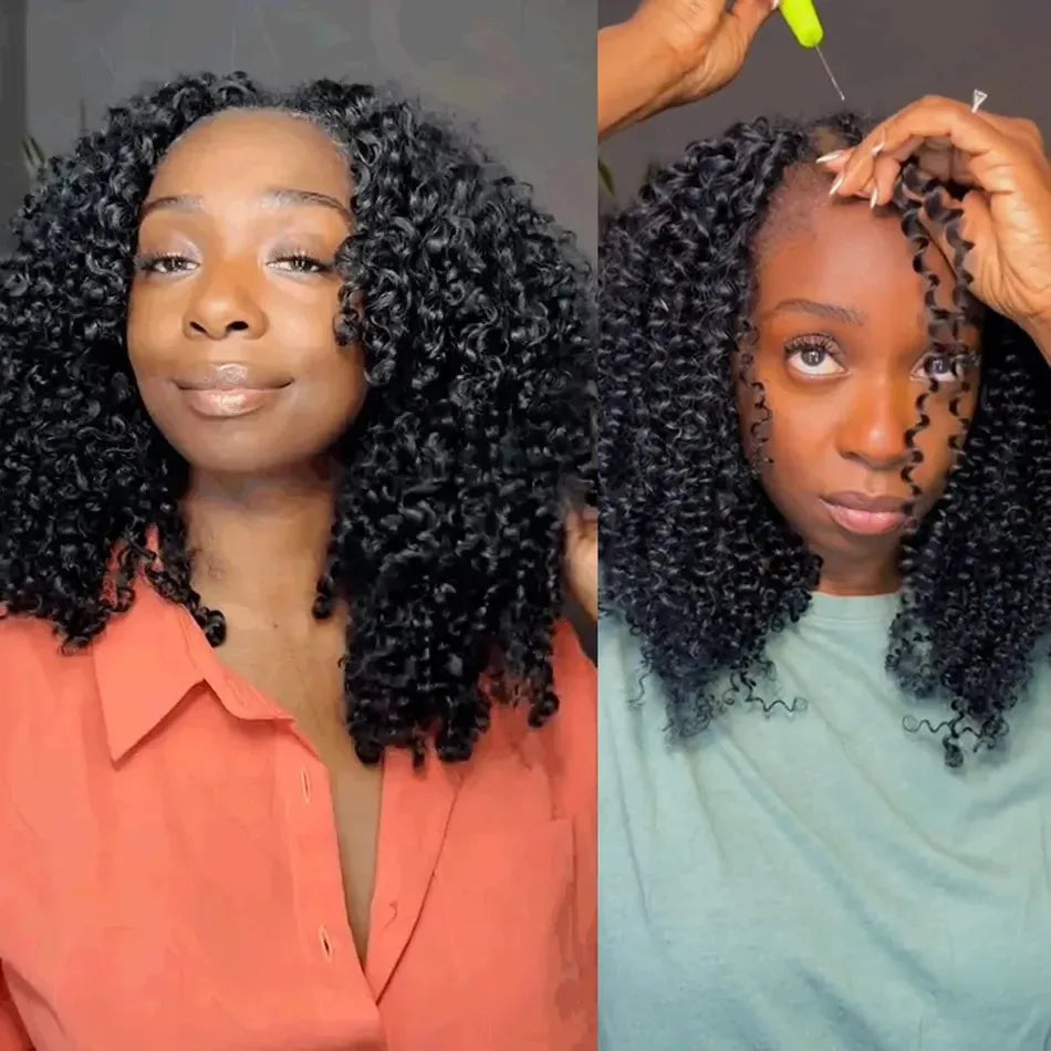 12A Small Spirals Curly Crochet Human Hair Extensions Deep Pixie Curls Crochet Hair Pre Separated Knotless Miracle Knot Braids
