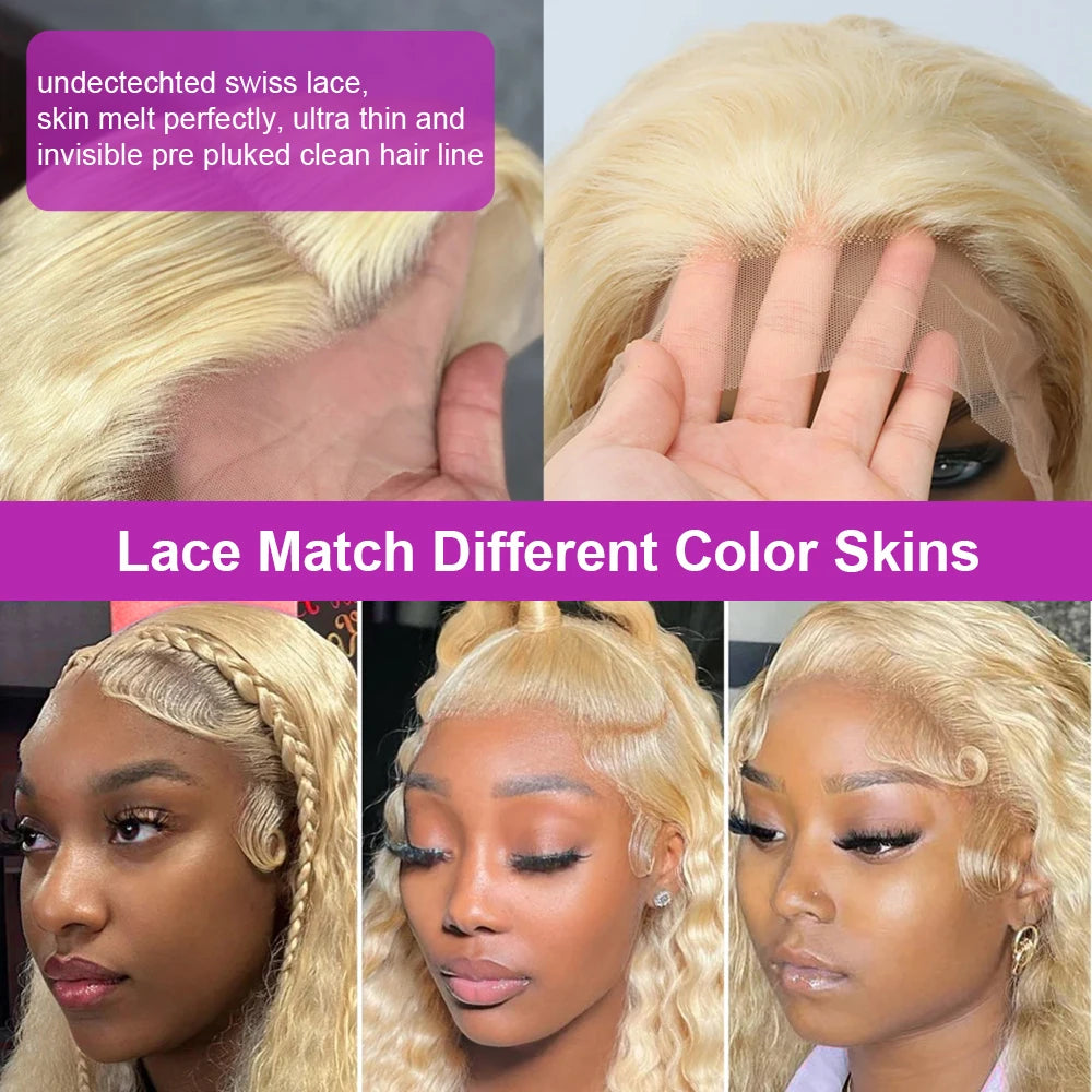613 Loose Deep Wave Frontal Wig 13x6 HD Water Wave Lace Front Wig 30 40 Inch Honey Blonde 13x4 Lace Front Curly Human Hair Wigs