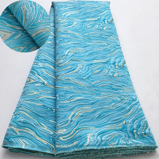African French Brocade Lace Fabric 2025 High Quality 5 Yards Gilding Nigerian Jacquard Lace Fabric Elegant Dress for Women A4063