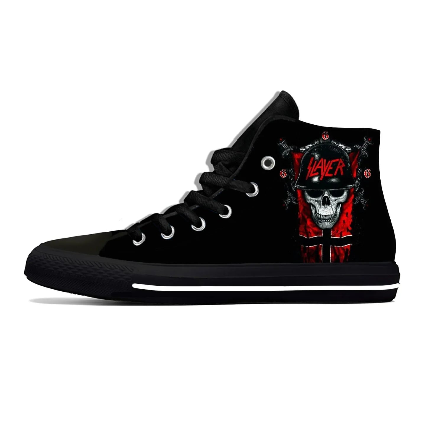 Slayer Heavy Metal Rock Band Horror Scary Fashion Casual Cloth Shoes High Top Lightweight Breathable Custom Men Women Sneakers