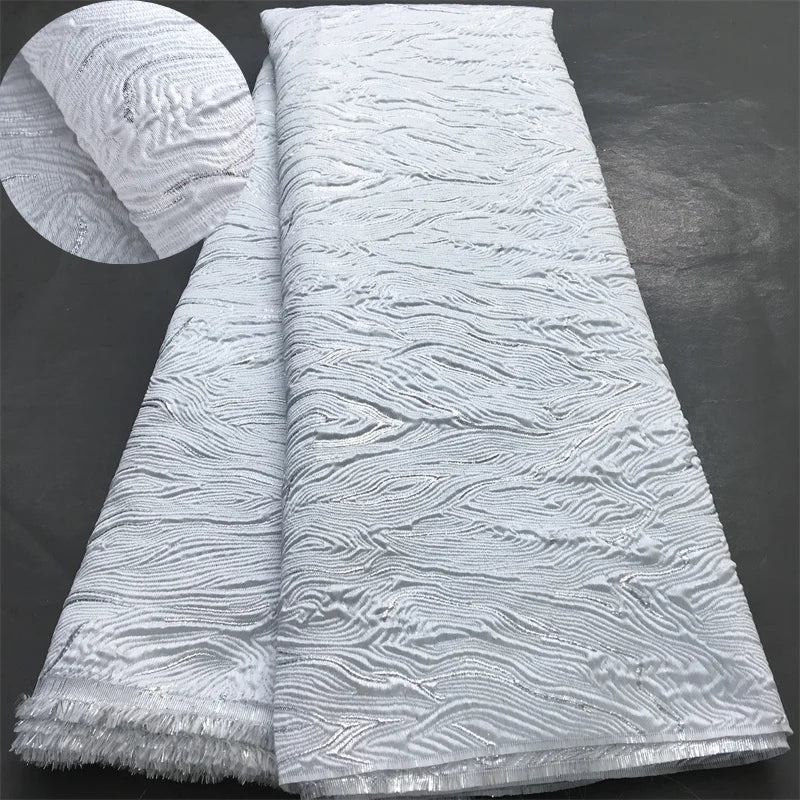 African French Brocade Lace Fabric 2025 High Quality 5 Yards Gilding Nigerian Jacquard Lace Fabric Elegant Dress for Women A4063