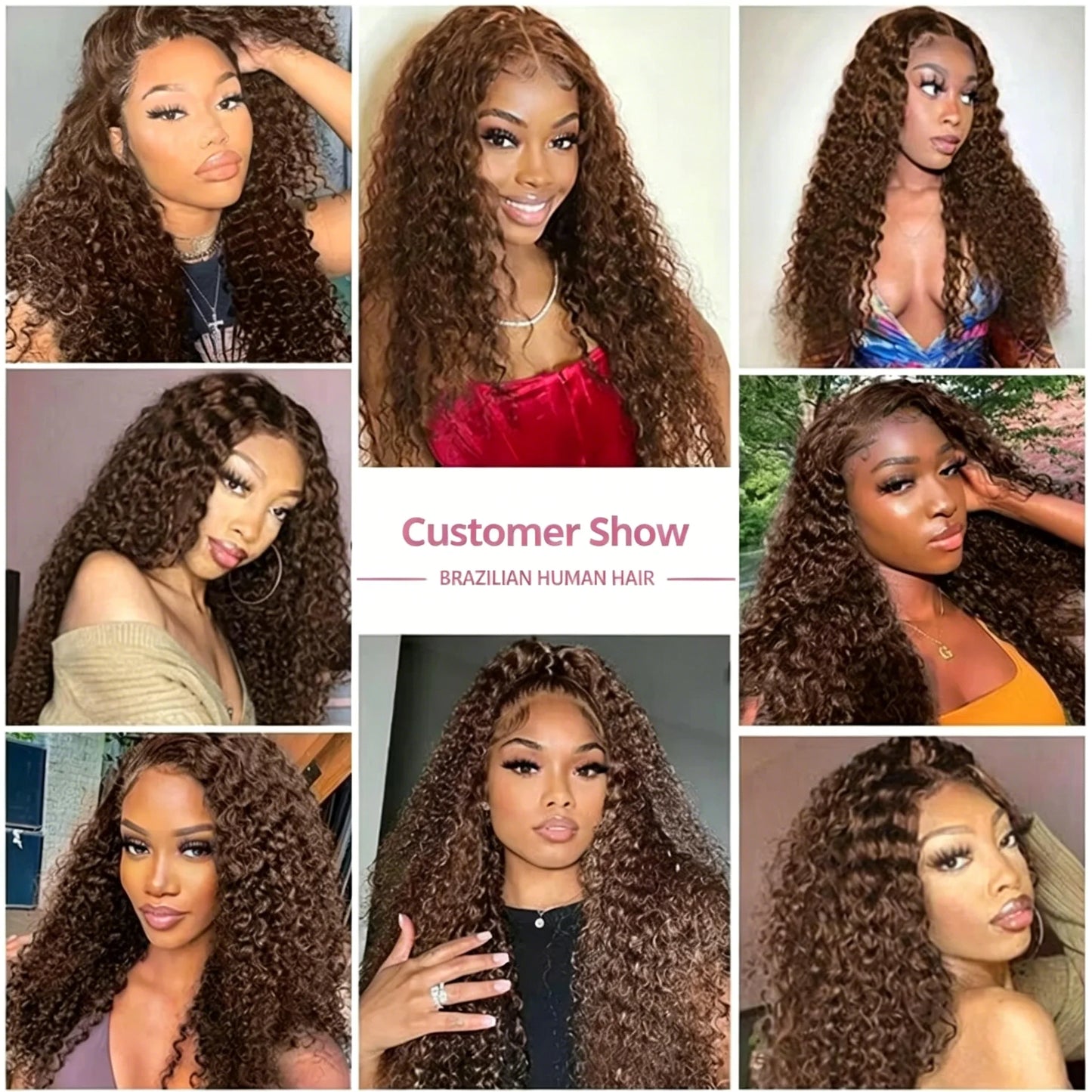 Chocolate Brown Deep Wave 13x6 Lace Front Wig Human Hair Curly #4 Colored Transparent 13x4 Lace Frontal Wig For Women Brazilian