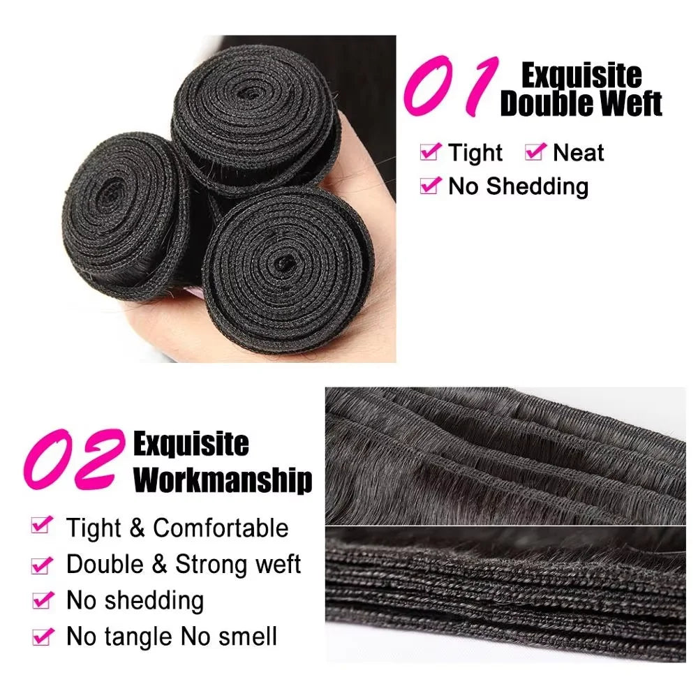 Peruvian Human Hair Bundles Bone Straight 28 30 inch Virgin Human Hair 3 4 Bundles Women Sew In Quick Weave Raw Hair Extensions