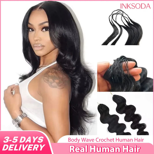12A 30 Inch Crochet Human Hair Body Wave Knotless Pre-Separated Crochet Virgin Feather Afro Hair Extensions Human Hair For Women