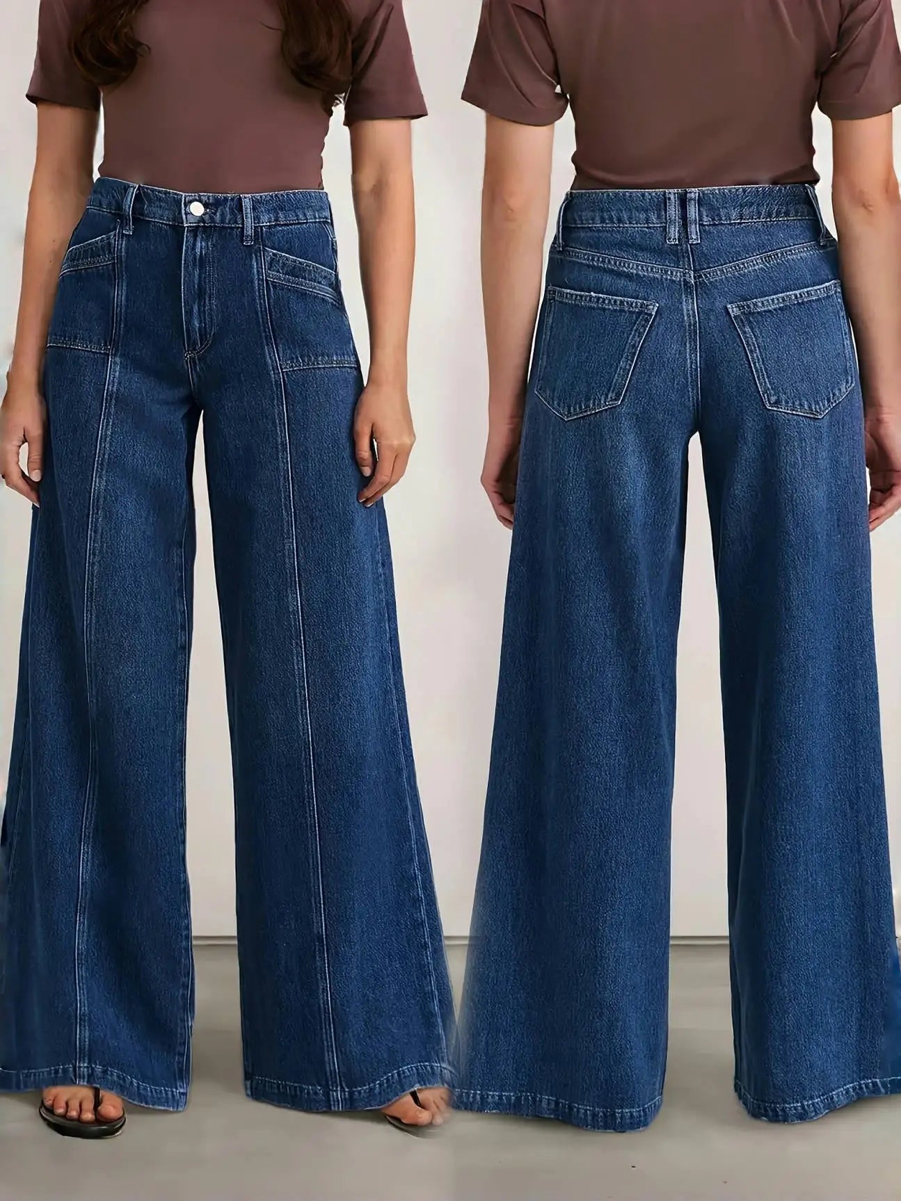 Women's High Waist Flared Wide Leg Jeans Elastic Western Sle Spring Autumn High Elastici Ladies Jeans European Sle