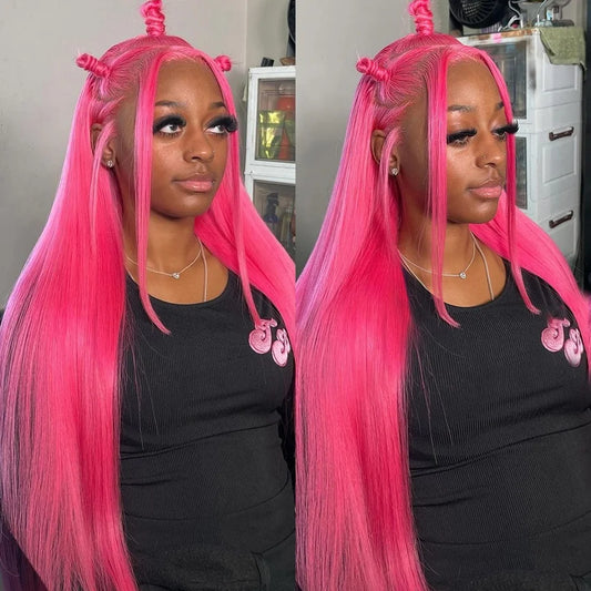 30 40 Inch Hot Pink Transparent Lace Front Wig Human Hair 13x6 Purple Green 613 Blonde Lace Frontal Wig Grey Colored Hair Wigs