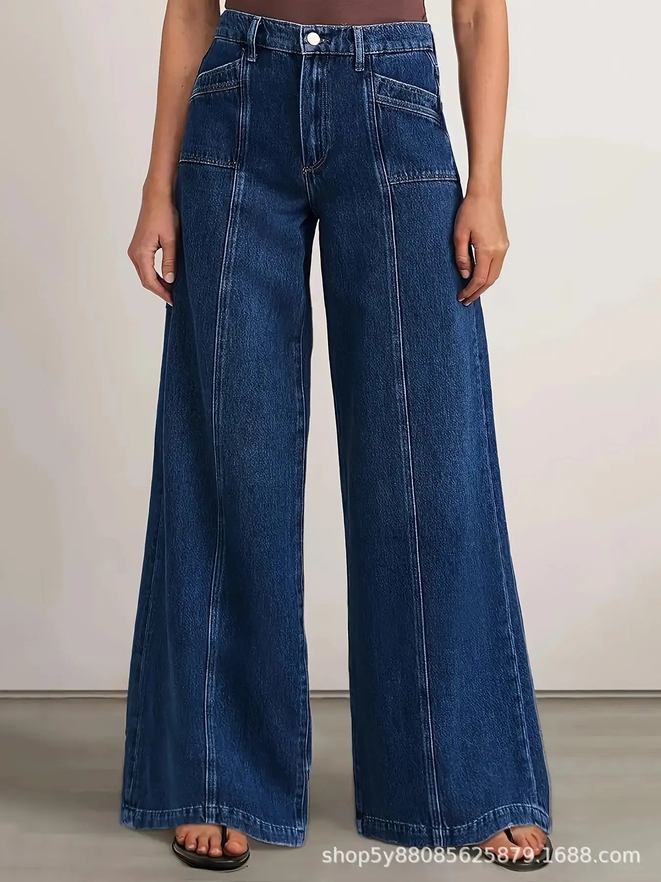 Women's High Waist Flared Wide Leg Jeans Elastic Western Sle Spring Autumn High Elastici Ladies Jeans European Sle