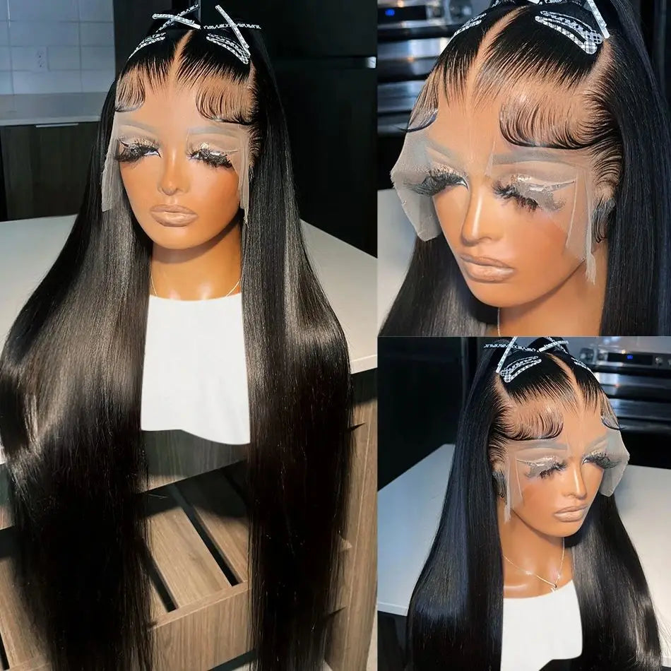 220 Density 13x6 straight Lace Front Human Hair Wigs Pre Plucked 40 Inch Loose 13x4 Hd Lace Frontal Wig Brazilian Hair For Women