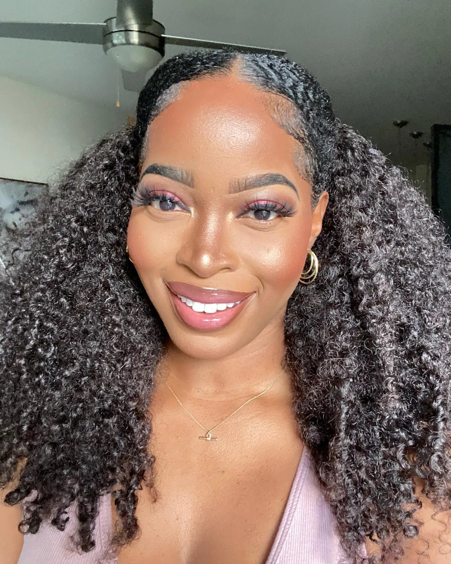 Kinky Curly V Part Wig Human Hair No Leave Out Thin Part Malaysian Hair Wigs for Women 250 Density Afro Curly V/U Part Wig 100%