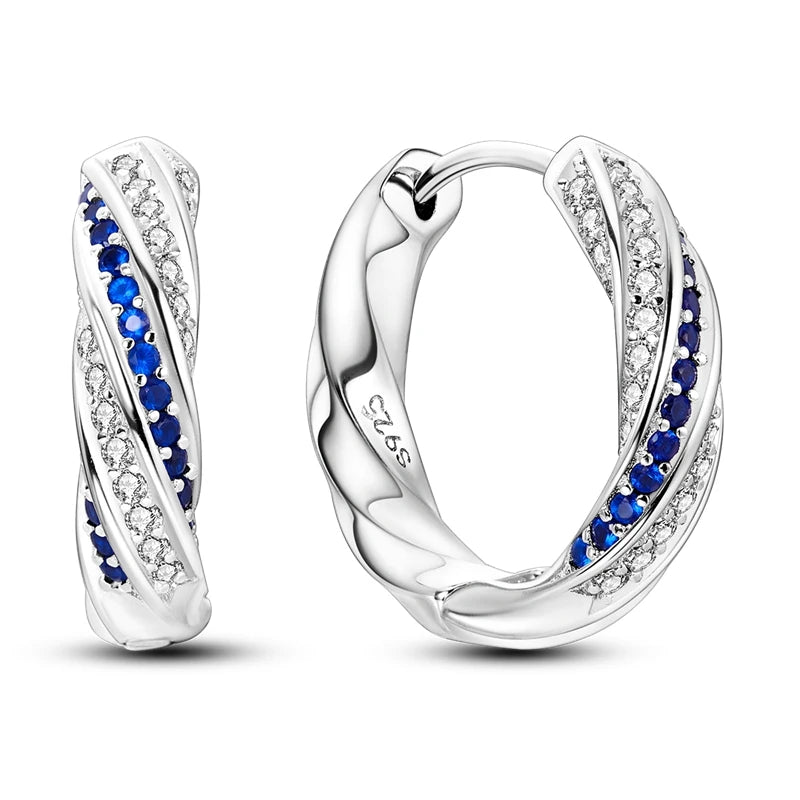 Original 925 Sterling Silver Women Hoop Earrings High Quality Shine Zircon U Shaped Classic Style Earring For Women Jewelry Gift