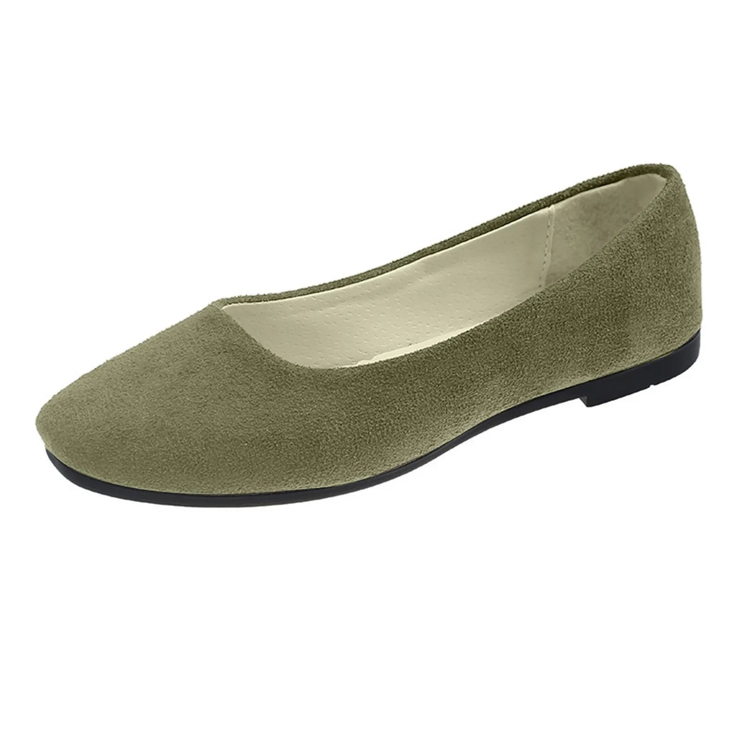 2025 Women Suede Square Flat Heel Shallow Female Shoes Spring Summer Square Toe Basic Concise Women Pumps Size 34-39